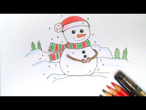 تعليم رسم رجل الثلج خطوة بخطوة How To Draw A Snowman Christmas 
