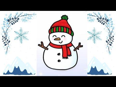How To Draw A Snowman Coloring Easy رسم رجل الثلج سهل جدا و سريع 
