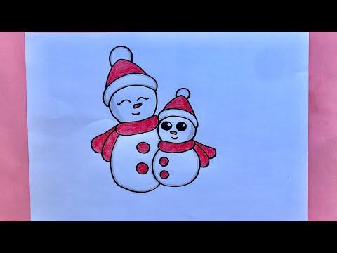 تعليم الرسم للأطفال رسم الكريسماس رسم رجل الثلج رسم الشتاء رسم سهل Howtodraw Preschool Drawing 