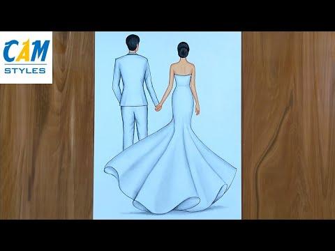 Wedding Couple Drawing Love Drawings Wedding Dress 