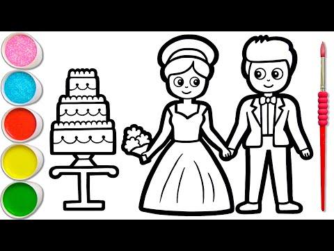 Drawing Painting Coloring Bride And Groom For Kids Toddlers Watercolor Paint 186 
