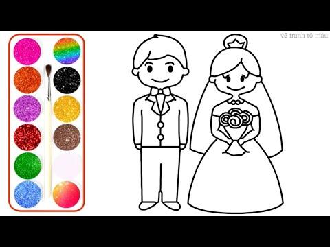 رسم للأطفال طريقة رسم عريس وعروسة بكل سهولة جدا للاطفال 