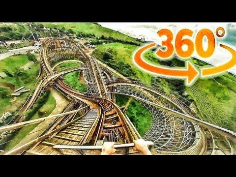 360 Video Of Wooden Roller Coaster MAMMUT In Germany 