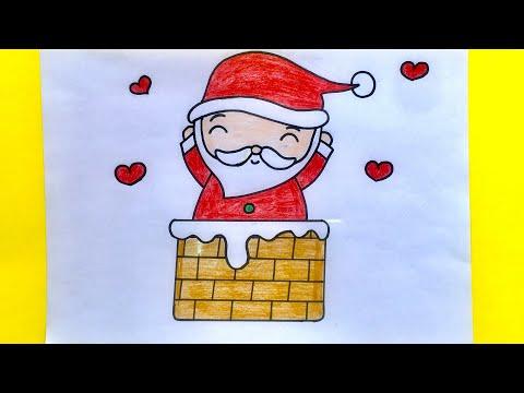 تعليم الرسم للأطفال رسم بابا نويل للأطفال رسم سهل رسم وتلوين ألوان خشبية Howtodraw Preschool Art 