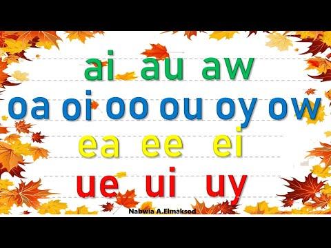 طريقة نطق حرفين فى صوت واحد Vowels Digraphs Ai Au Aw Oa Oi Oy 