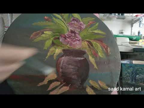 How To Paint Flower Oil Paint كيف ترسم الورد بالوان زيتيه 