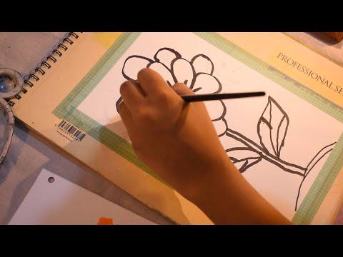 رسم زهرة بالألوان الزيتية 