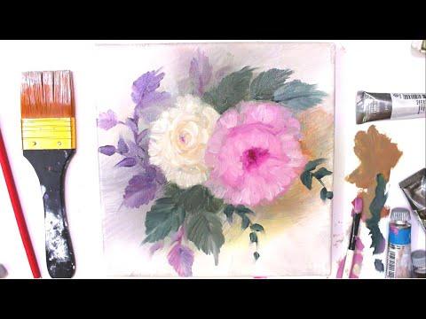 رسم الورد الفكتوري بالألوان الز يتي ة Painting Roses With Oil Colors 