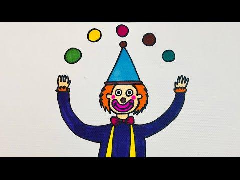 طريقة رسم و تلوين مهرج للاطفال How To Draw A Clown 