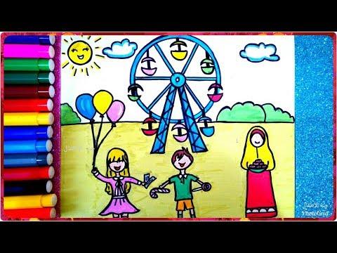 رسم العيد تعليم رسم العيد للأطفال خطوة بخطوة رسم الملاهي رسم حديقة الالعاب 