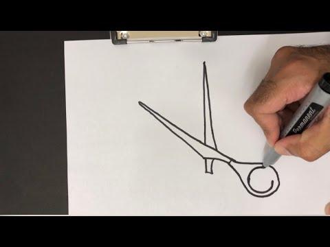 كيف ارسم مقص حلاقة How To Draw Barber Scissors 