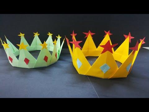 كيفية صنع تاج جميل بالوق الملون DIY Crown Origami Making Paper Crown Step By Step Easy 