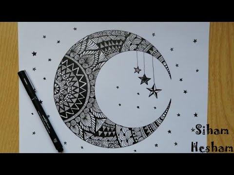 تعلم رسم مانديلا سهله علي شكل هلال Mandala Art 