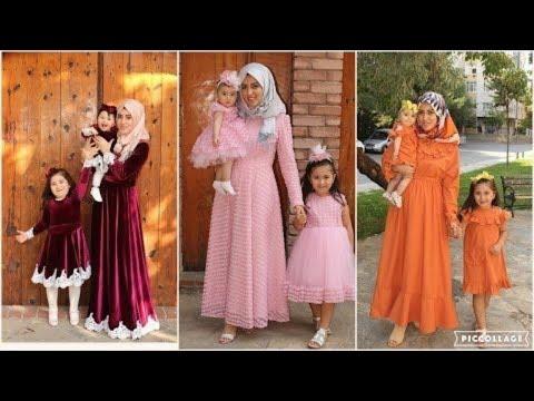 اجمل اطلالات 2020 تناسق ملابس وحجاب الام مع بناتها 