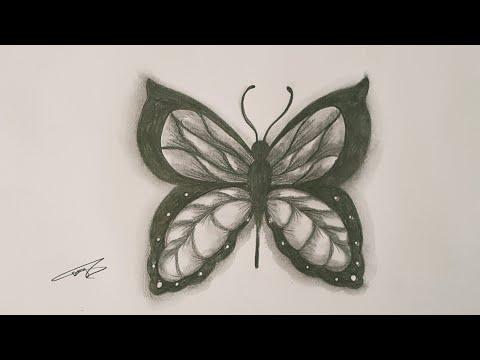 طريقة رسم فراشة بقلم رصاص How To Draw A Butterfly 