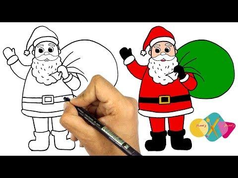 تعليم الرسم كيف ترسم بابا نويل جسم كامل خطوة بخطوة للمبتدئين 