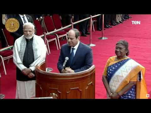 كلمة الرئيس السيسي خلال استقباله بمراسم رسمية في القصر الرئاسي الهندي 