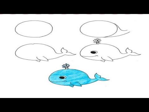 تعليم الرسم للاطفال تعلم رسم حوت للاطفال How To Draw A Whale 