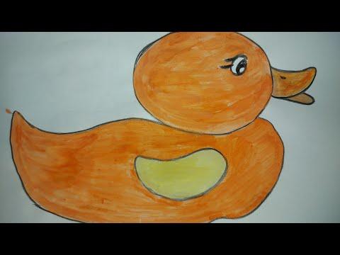 رسم سهل رسم بطة تعلم رسم وتلوين البطة للأطفال How To Draw And Color Duck For Children 