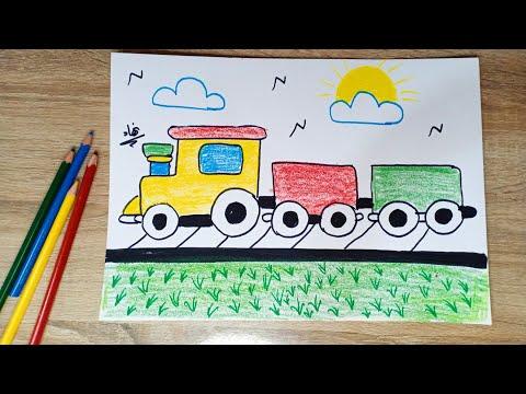 تعلم رسم قطار سهل وبسيط مع الخطوات 