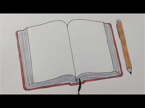 تعلم رسم كتاب مفتوح وقلم خطوة خطوة رسومات سهلة وجميله للمدرسة رسم سهل رسم كتاب Draw Book 