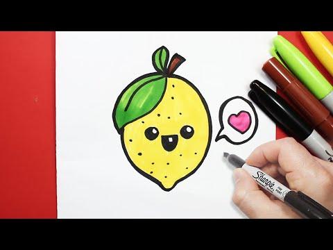 رسم ليمونة كيوت بالرصاص والخطوات رسم كيوتات تعليم الرسم للاطفال 