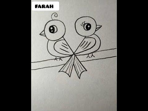 رسم عصفور علي الشجرة بطريقة سهلة للمبتدئين 15 How To Draw A Cute Bird 
