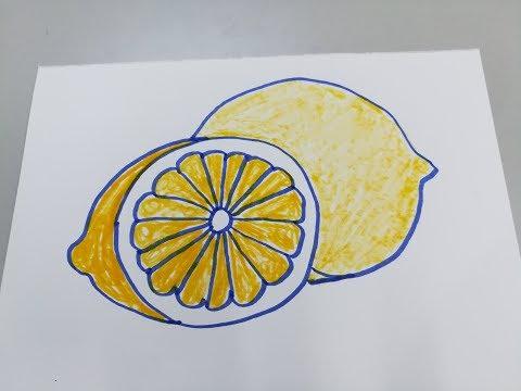 طريقة رسم ليمون سهل تعلم رسم الليمون How To Draw Lemon 