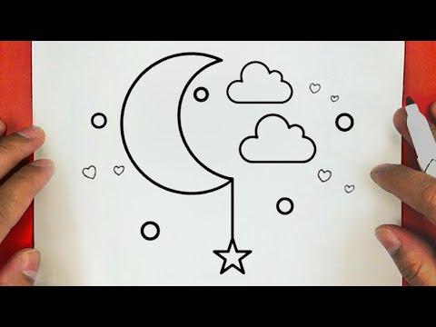 كيف ترسم وتلون قمر ونجوم بطريقة سهله جدا وخطوة بخطوة رسم سهل تعليم الرسم للمبتدئين 
