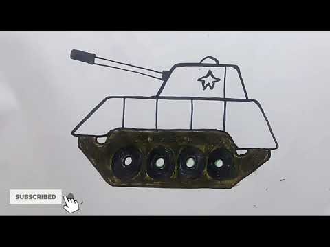 كيفية رسم دبابه حربيه بطريقه سهله جدا تعليم الرسم للأطفال 