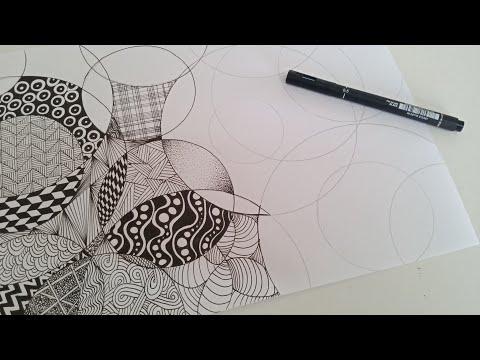 لمسات على أساسيات التصميم باستخدام أقلام الحبر، الجزء الأول. نمط الماندالا Zentangle Doodle الجزء الأول 