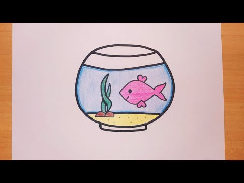 رسم سمكة رسم حوض اسماك سهل جدا رسم للاطفال Fish Drawing 