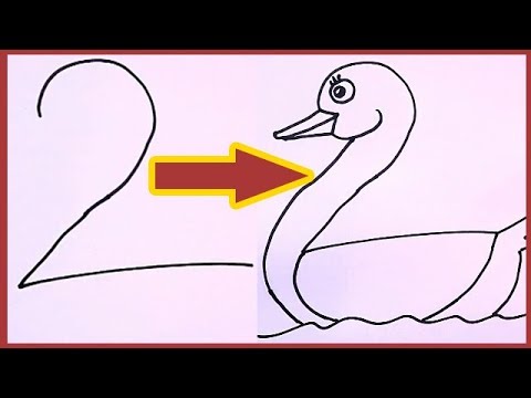 Turn Numbers Into Bird تحويل رقم الى رسم بطة للأطفال الصغار تعليم الرسم 