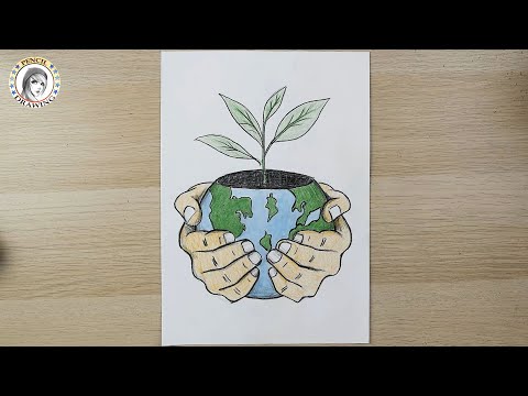 How To Draw A Globe Earth Day Drawing Earth Drawing Draw رسم عن البيئة رسم ليوم الأرض 