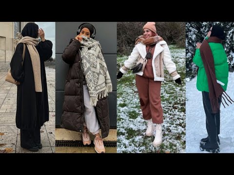 تنسيقات شتوية للمحجبات افكار وطرق تنسيق أساسيات الملابس الشتوية موضة شتاء 2023 Hijab Mode Style 