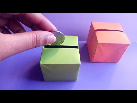 DIY MINI PAPER COIN BANK How To Make Money Saving Box Money Bank From Paper Easy Crafts Idea 