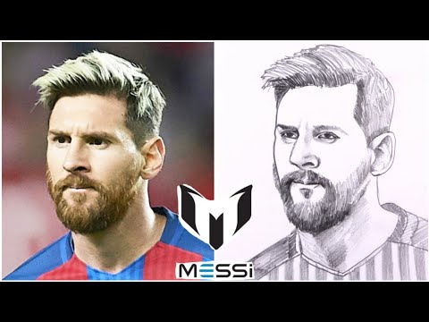 رسم ليونيل ميسي خطوة بخطوة بالرصاص للمبتدئين How To Draw Lionel Messi Messi Drawing 