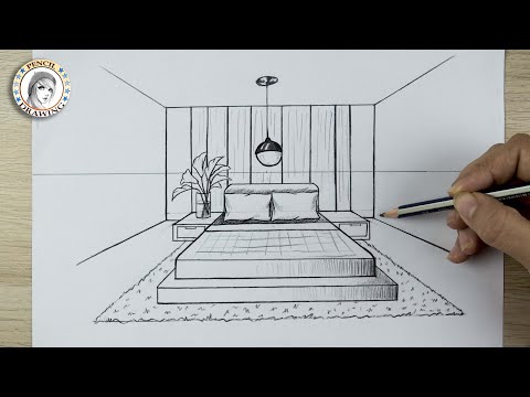 How To Draw A Bedroom In 1 Point Perspective Perspective Drawing Drawing Room رسم مظور 