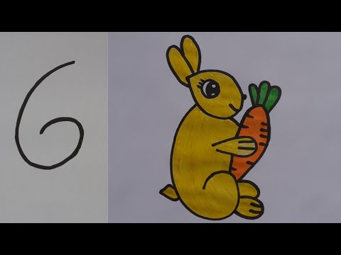 تحويل العدد ستة الى ارنب رسم ارنب بطريقة سهلة Draw A Rabbit In An Easy Way 