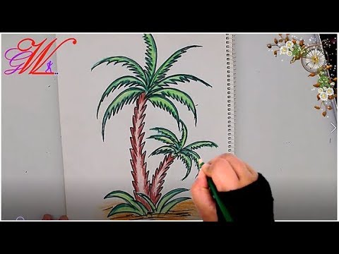 طريقة رسم وتلوين نخلة How To Draw An Easy Palm Tree Step By Step 