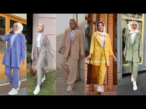 جاكيت بليزر للمحجبات مع البنطلون بذلة كلاسيكية Blazer Pantalon Femme 