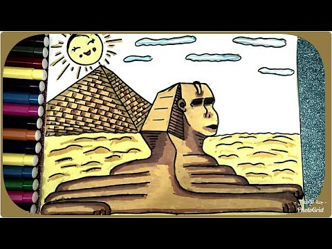 رسم أبو الهول والأهرامات للأطفال بأسهل طريقة خطوة بخطوة تعليم الرسم للأطفال How To Draw The Sphinx 