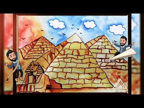 طريقة رسم الاهرامات وابو الهول رسم سهل للاطفال Pyramids Sphinx Drawing 