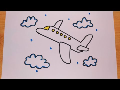 تعليم الرسم للاطفال كيفية رسم طائرة للاطفال بشكل سهل خطوة بخطوة Airplane Drawing For Kids 