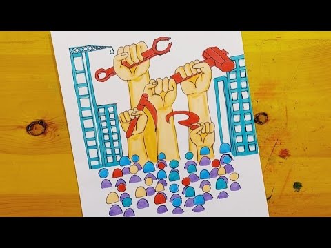 رسم عن عيد العمال 5 رسم عن التشيد والبناء Labor Day Drawing Dessin De La Fête Du Travail 