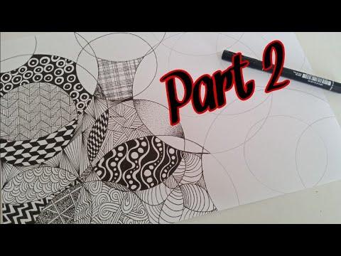 ملامس أسس تصميم بأقلام التحبير الجزء 2 Mandala Pattern Zentangle Doodle Part 2 