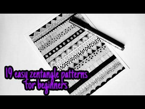 19 نمط Zentangle الجزء الأول تسريع رسم رسومات الشعار المبتكرة لنمط الماندالا 