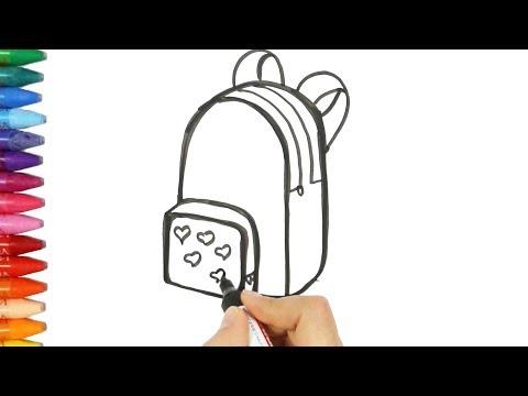 الحقيبة المدرسية كيفية رسم ولون الاطفال التلفزيون 