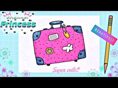 Draw A Cute Pink Suitcase رسم شنطة سفر كيوت ولا أروع سهلة جذا 