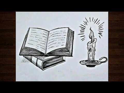 رسم بقلم الرصاص رسم كتاب رسم شمعة How To Draw A Book How To Draw Candle 